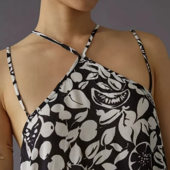 NWT! Anthropologie Sheer Mini Dress-Black/White Fruit Print-Size Medium - Picture 3 of 6